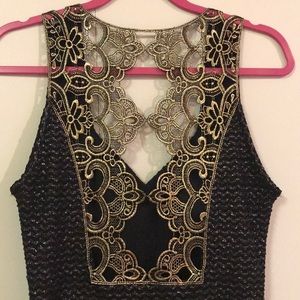 Black and Gold A-Line Semi-Formal Dress ✨